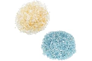 SUNYIK Citrine/Aquamarine Chips Stone Crushed Healing Crystal Quartz Rocks Reiki Decoration Irregular Shaped, 0.1"-0.5", 0.5lb, Pack of 2