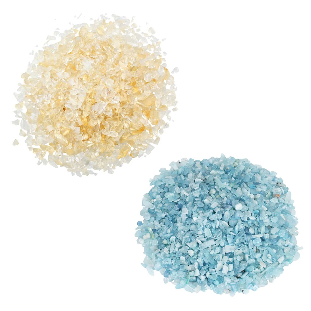 SUNYIK Citrine/Aquamarine Chips Stone Crushed Healing Crystal Quartz Rocks Reiki Decoration Irregular Shaped, 0.1"-0.5", 0.5lb, Pack of 2