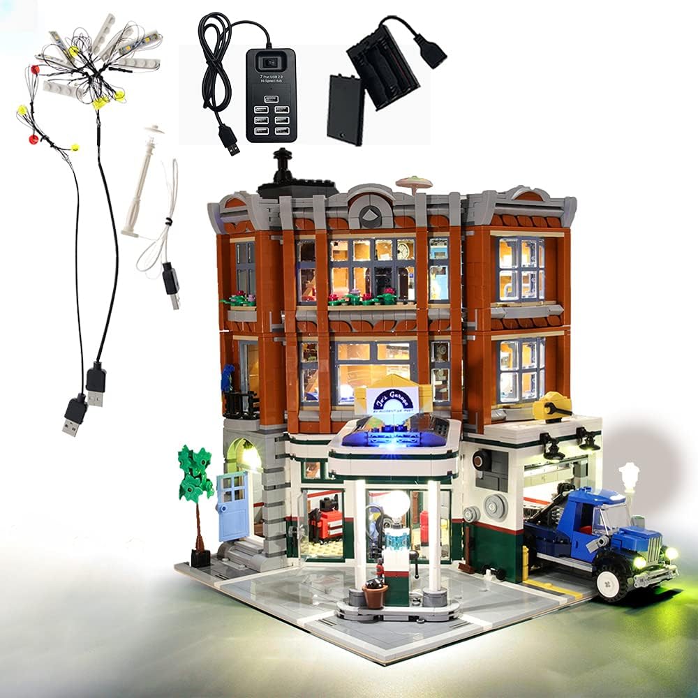 GEAMENT Bricks Light Kit For Creator Expert Corner Garage Building Blocks Model