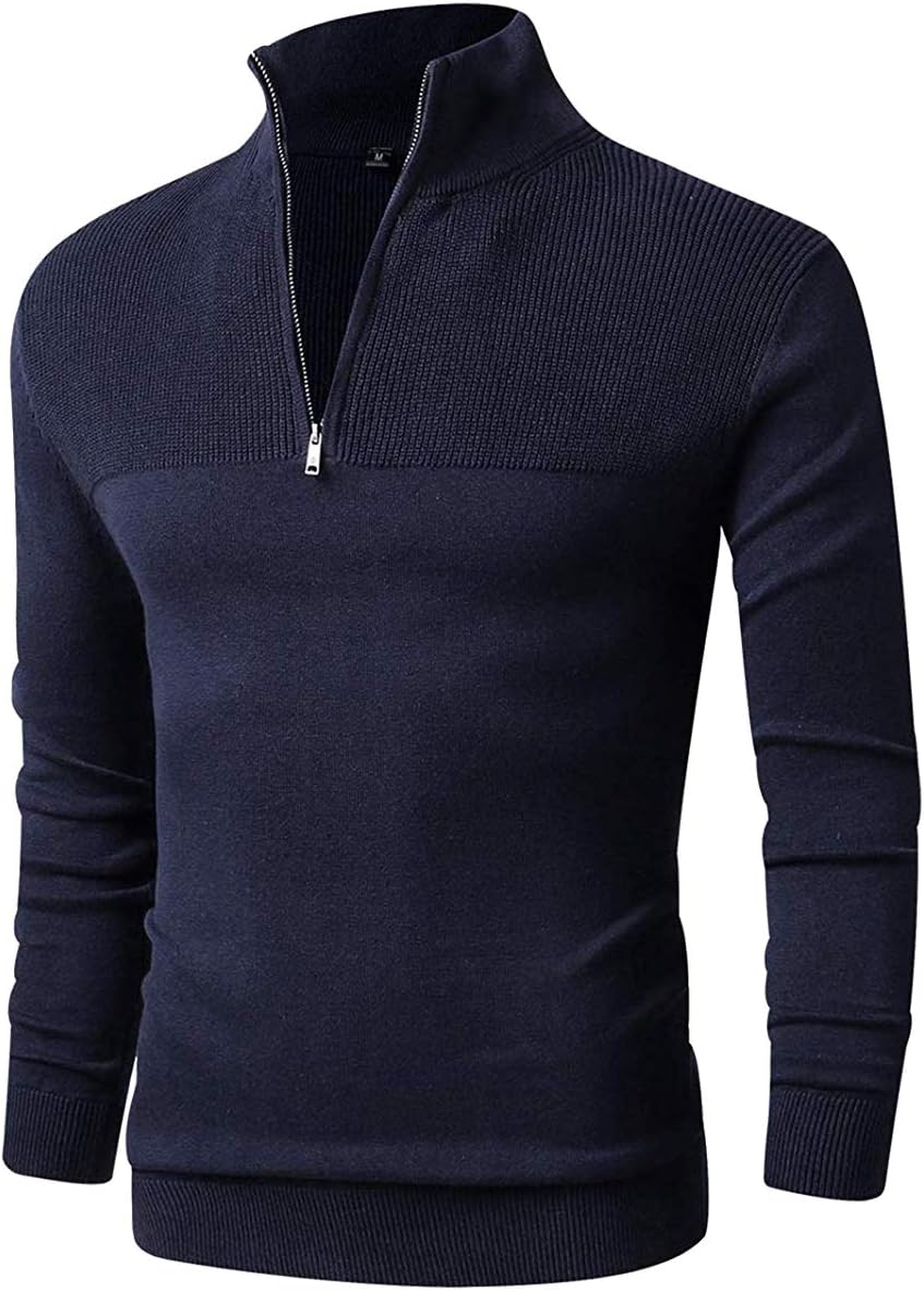 LTIFONE Suéter para hombre, con cremallera delgada, polo casual, manga