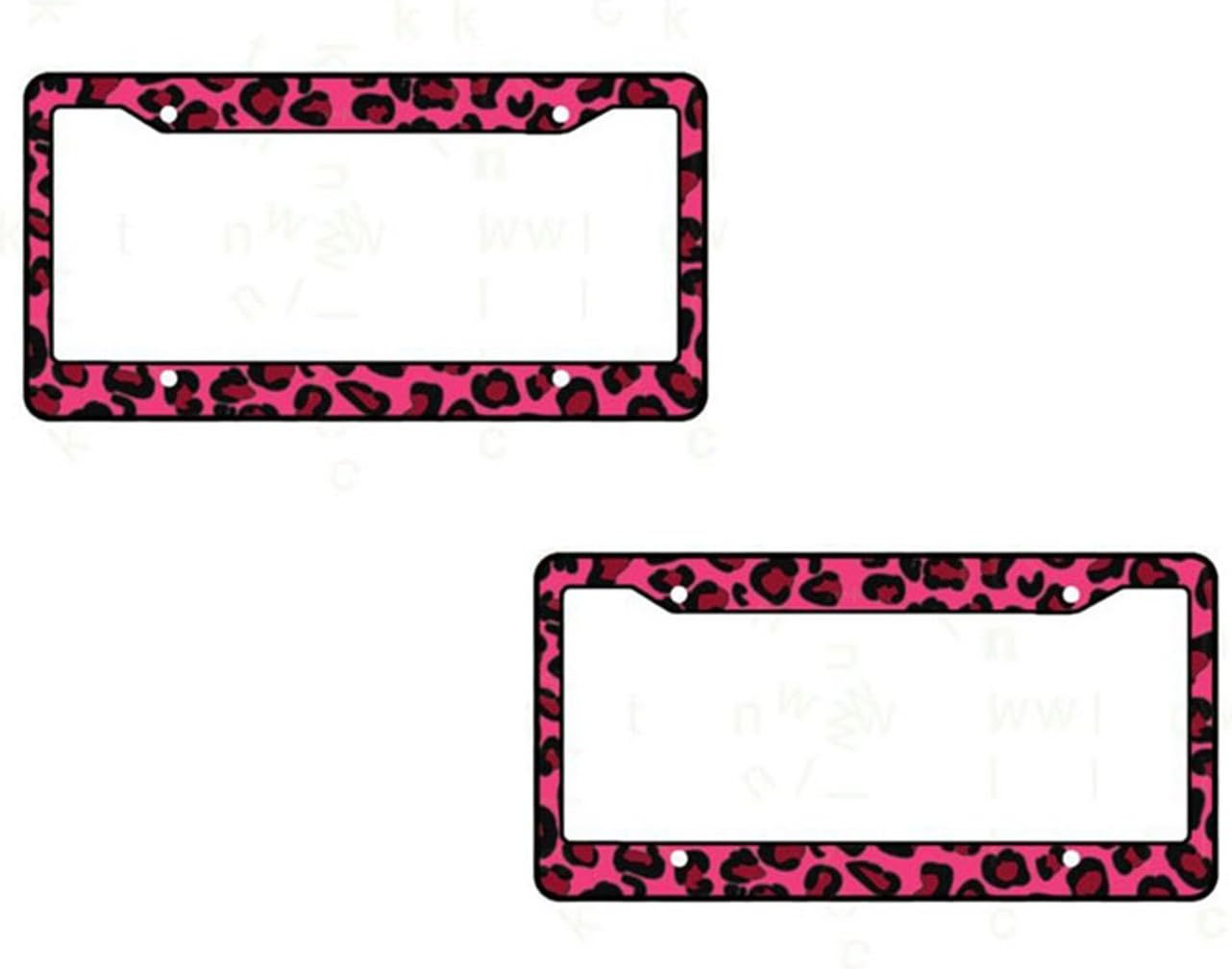 AJ WORLDWIDE A Set of 2 Made in USA Plastic License Plate Frame Safari Animal Series- Leopard Pink
