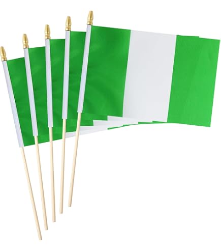 12 Pack Nigeria Mini Handheld Flags - 5x8 Inch Wood Stick Flags For Parties & Decor - View #3