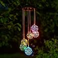 Solar Metal Orb Wind Chime Mobile - Rainbow Color Changing LED Lights, Outdoor, Weather Resistant - for Home, Garden, Decoration, Trees, Patio, Deck
