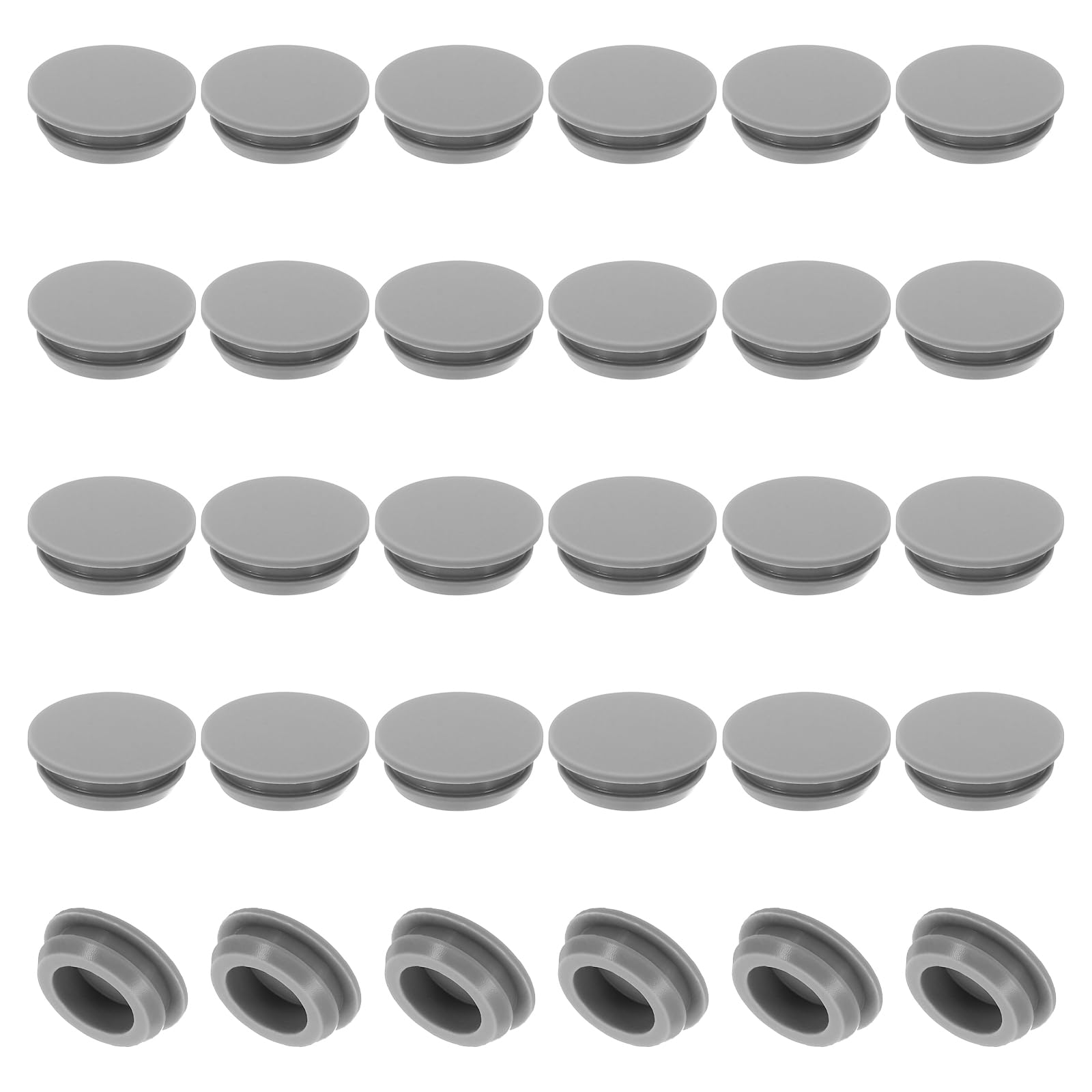 PATIKIL 15mm Diameter Silicone Round Snap, 30 Pcs in Type Locking Furniture Hole Plug Button Protective Cover Cap Head Fit for 2.5-15mm Hole for Seal Bulkhead Cylinder Hole, Grey