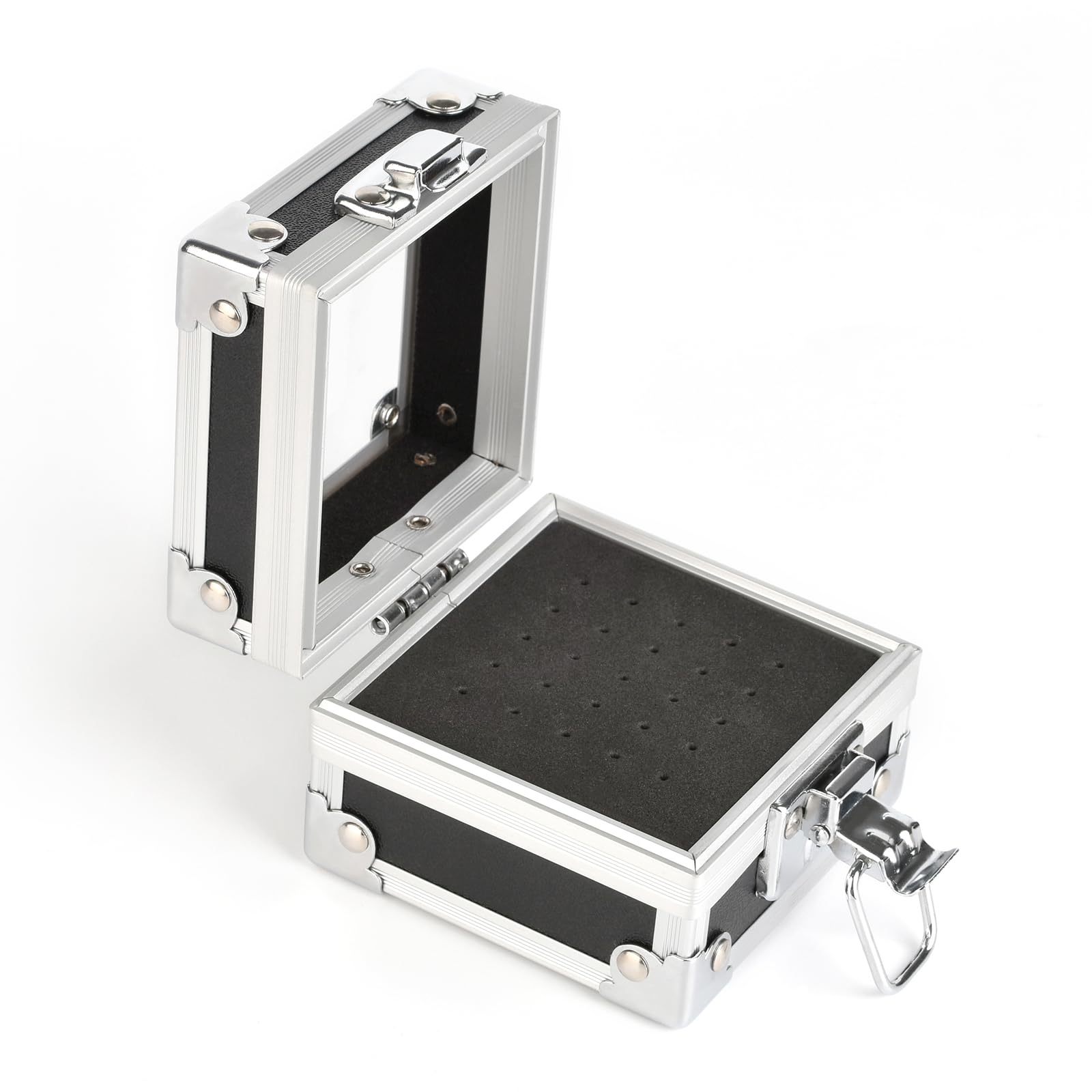 KADS Aluminium Nail Drill Bit Holder Storage Box,25 Holes Nail Drill Grinding Bit Stand Display Case E-file Nail Bits Organizers Container For Nail Art (Black)