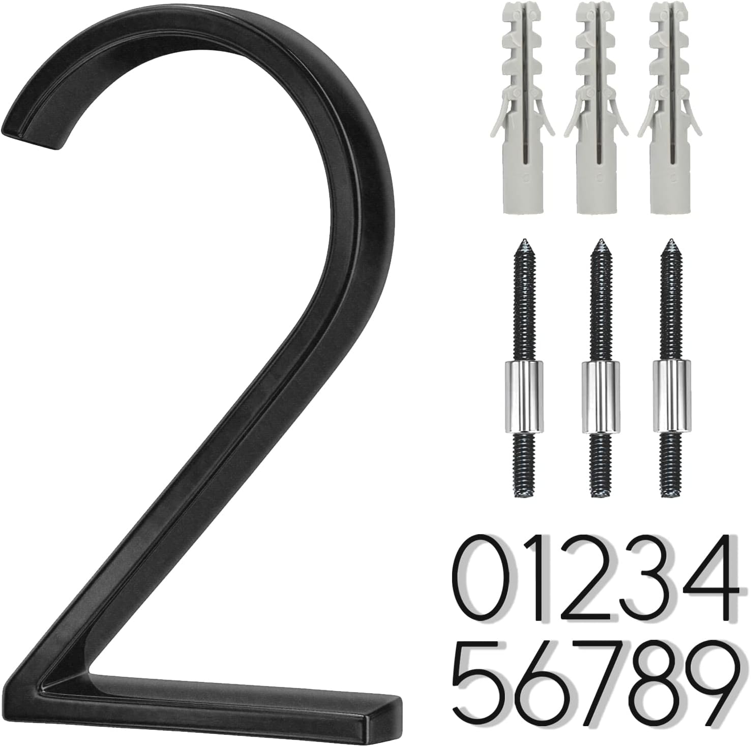 Yard Signs - 5 inch Stainless Steel Floating House Number, Metal Modern House Numbers, for Outdoor Mailbox Yard Home Wall DoorGarage Gate with Nail Kit, Coated Black, 911 Visibility Signage