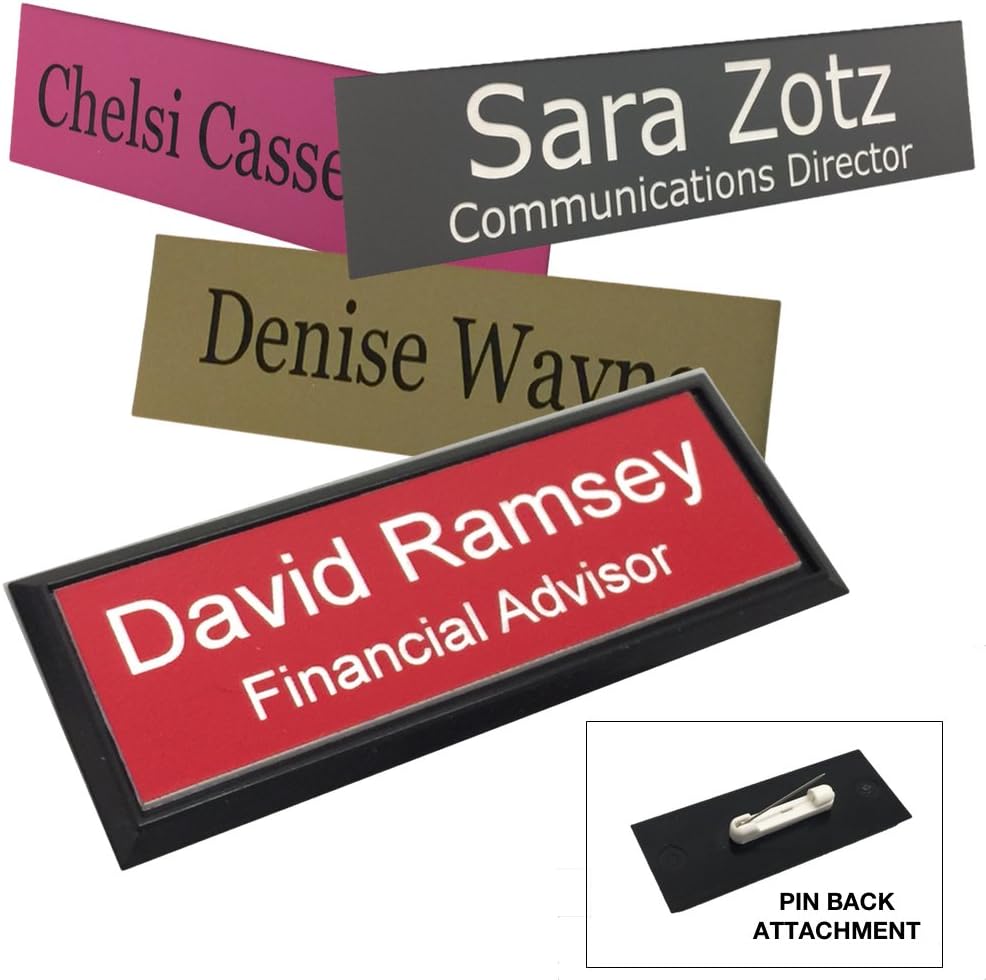Business Name Tag/ID Badge Personalized Laser Engraved, Pin Back