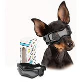 PETLESO Dog Goggles Small Breed, Dog Sunglasses UV Protection Puppy Eyewear for Small Pet Outdoor Riding Driving, Black S