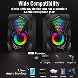 NJSJ Computer Speakers USB Powered 2.0 RGB 3.5mm Aux for Desktop Black view 3