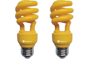 Xtricity 13-Watt CFL Light Bulbs Yellow T2 CFL Color Spiral Bug Light (60 Watt Incandescent Equivalent) E26 Medium Base - Energy Saver Yellow Light Bulb (Pack of 2)