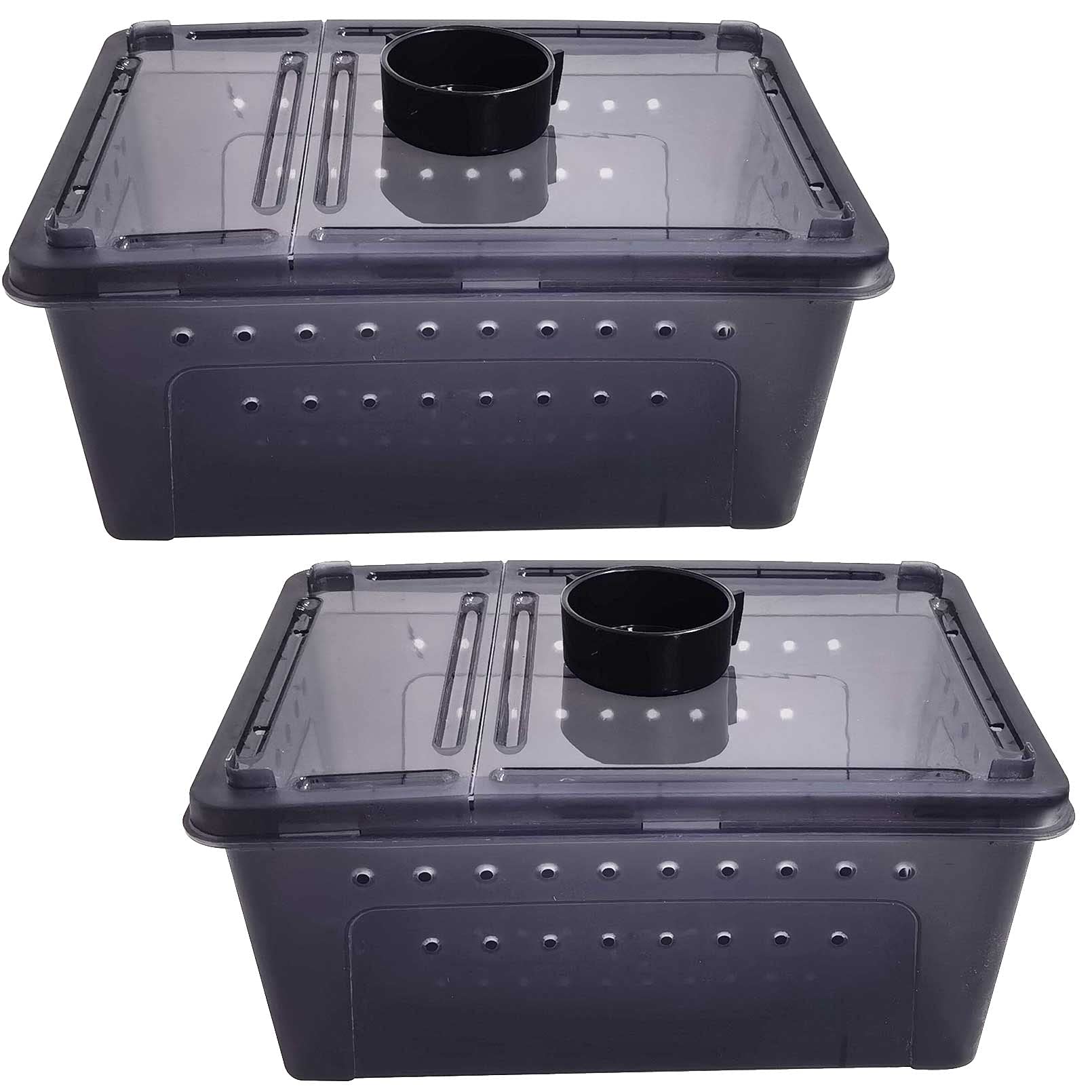 kathson Portable Reptile Terrarium Habitat for Mini Pet Houses (Black)