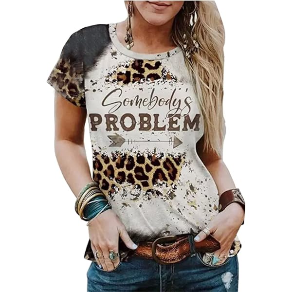 Beautiful Crazy Leopard Bleached T-Shirt - Women's Western Country Music Graphic Tee - View #12