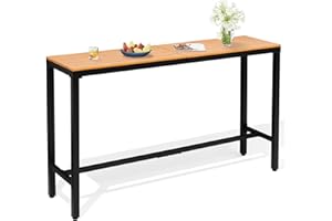 Crestlive Products Outdoor Bar Table, 63'' Rectangle Patio Counter Height Table High Pub (Brown)
