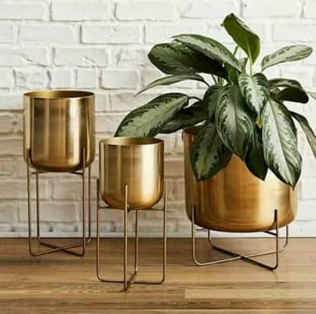 SK Decor Metal Planter for Plants Indoor Living Room Balcony Patio Garden Home Decoration (Metal)