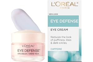 L’Oréal Paris Eye Defense, Caffeine Eye Cream, with Hyaluronic Acid and Caffeine to Reduce look of Under Eye Wrinkles and Red