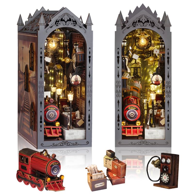 Photo 1 of *USED*
DIY Book Nook Kit - DIY Miniature Dollhouse Booknook Kit with Light, Bookend Bookshelf Decor for Christmas Day, Best Gift for Family, Friends, Magic Train Station