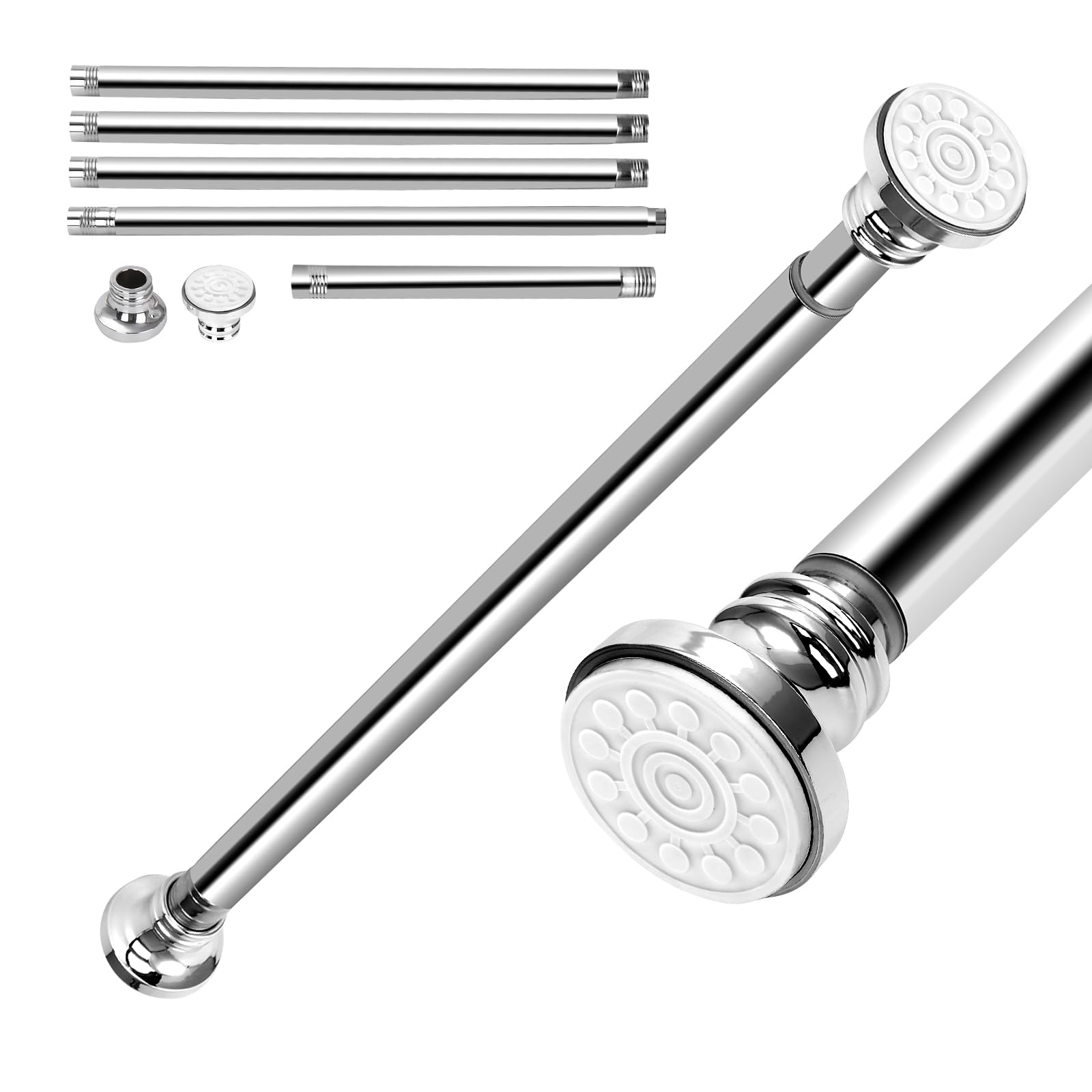 EC Breath Upgraded 56-304.5cm Extendable Shower Curtain Tension Pole, Free Combination Pole Set, Telescopic No Drill Stainless Steel Clothes Hanging Bar Rail for Bath,Closet,Wardrobe,Door,Kitchen