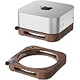 Compatible with 2024 Mac Mini M4 Stand Accessories,Wood Desk Stand is Suitable for Mac Mini M4/M4 Pro Mount,The Cooling Pad and Dust Proof Base is Suitable for M4 Host,Easy Power Button Access (brown)