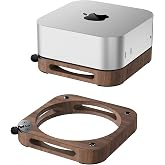 HEWYIOS 2024 Mac mini M4 Stand Accessories, Wooden Desk Stand，Brown | Compatible with 2024 Mac Mini M4/M4 Pro, Cooling Pad, Dust Proof Base, Easy Power Button Access