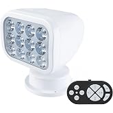 SEAFLO 360&deg; Rotating Remote Control LED Searchlight, 10-30V, Auto-Reset, IP66 Waterproof, Marine Spotlight for Boats, Truck, Vehicles, CE &amp; Rohs Certified (Wireless Remote/White//Warm Light 2700K)