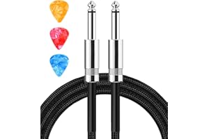 Aqdocvf Guitar Cable, Guitar Cord 10ft AMP Cord for Bass & Electric Guitars/Keyboard/Mandolin TS 1/4 Inch Instrument Cable, Pro Audio Straight Angle Black