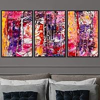 3 Piece Framed Canvas Wall Art Abstract Colorful Pictures Canvas Prints Home Artwork Decoration for Living Room,Bedroom - 16