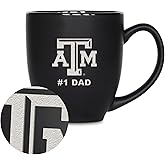 Rico Industries NCAA #1 Dad 15oz Laser Engraved Matte Black Ceramic Bistro Mug - for Hot or Cold Drinks