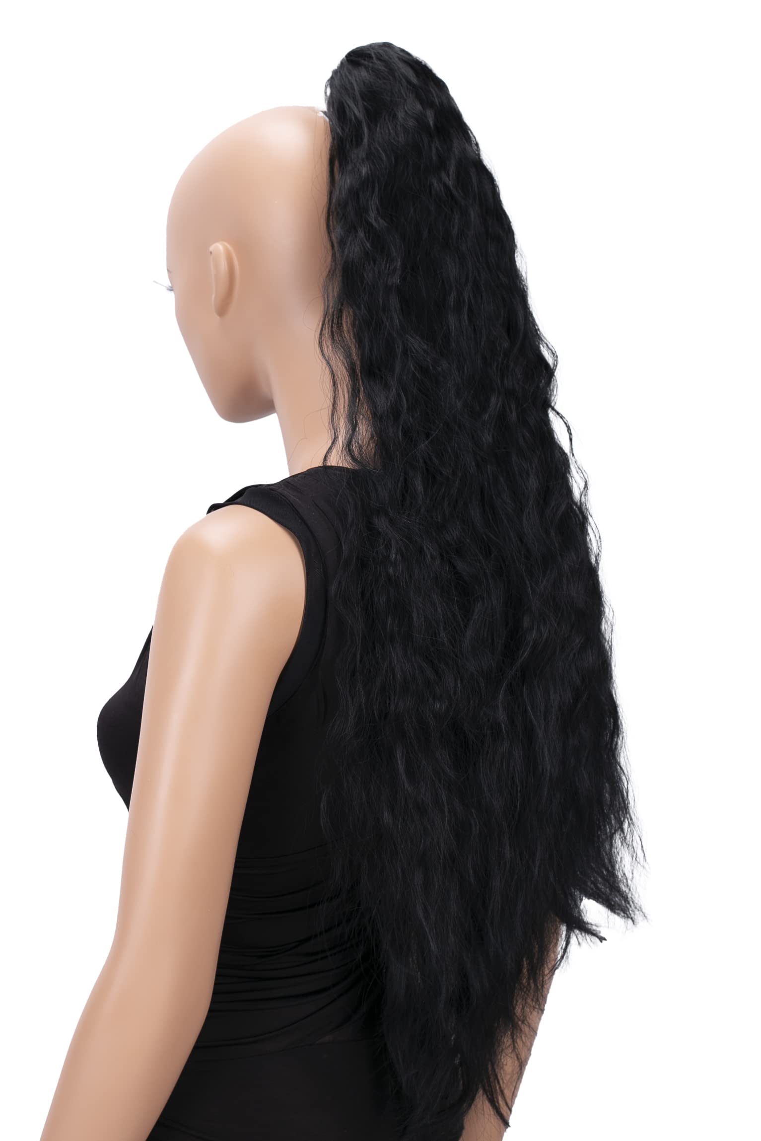 CAISHA 28" Extra Long Voluminous Wavy Ponytail Hairpiece Heat-resistant Synthetic Fibres With Butterfly Clip Black H701