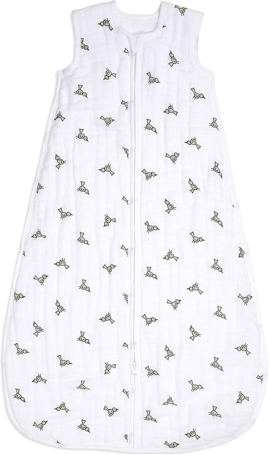 aden + anais Baby Mid-Season Sleeping Bag, 4 Layers of 100% Cotton Muslin, Wearable Swaddle Blanket for Girls & Boys, Breathable Newborn Sleep Sack, TOG Rating 1.5, 0-6 Months, jungle jam