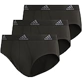 adidas mens Performance Stretch Cotton Brief Underwear (3-pack) Designed for Active Comfort and All Day Wear.