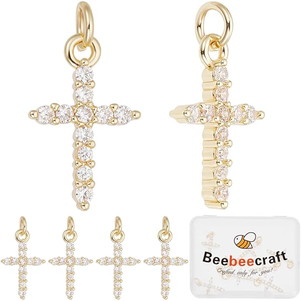 Dij De Cruz Coloridos De Circón Con Incrustacion De Latón Chapado En Oro De 14 Quilat Para Bricolaje, Encanto De Fe Religiosa, Collar, Accorios Para Hacer Joyas - AliExprs 36