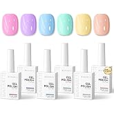 Makartt Pastel Gel Nail Polish Set 15ML: 6 High-Gloss Colors | Large Capacity, One-Coat, Spring Summer Collection, Blue Green