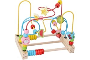 Abaodam Wooden Fruit Bead Maze for 1-3 Years Educational Puzzle Early Learning Plaything Random Random Color
