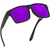 TOROE TR90 Square Frame Grade A Polarized Black Emblem Sunglasses with Anti Reflective Water Repellent Polycarbonate Lenses