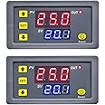 2Pcs Timer Delay Relay Programmable Cycle Timer Switch ON-Off Control LED Digital Display Time Relay Module (DC12V/20A) Gray
