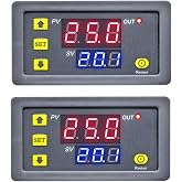 2Pcs Timer Delay Relay Programmable Cycle Timer Switch ON-Off Control LED Digital Display Time Relay Module (DC12V/20A) Gray