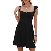Gleeneat Womens Casual Mini Dresses Sweetheart Neckline Floral A Line Flowy Ruffle Sleeve Summer Boho Beach Sundress 2026