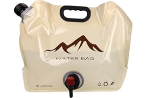 NiuXTool Portable Foldable Water Bag with Spigot, BPA-Free & Durable 8L Large Capacity Water Container for Camping, Hiking, Outdoor Adventures (Khaki)