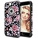 iPhone 8 Plus/7 Plus/6S Plus/6 Plus Floral Case for Girls Women, OEAGO Shockproof Heavy Duty Protection Dual Layer Armor Protective Cover for Apple iPhone 8Plus/7Plus/6SPlus/6 Plus (Rose Flower)