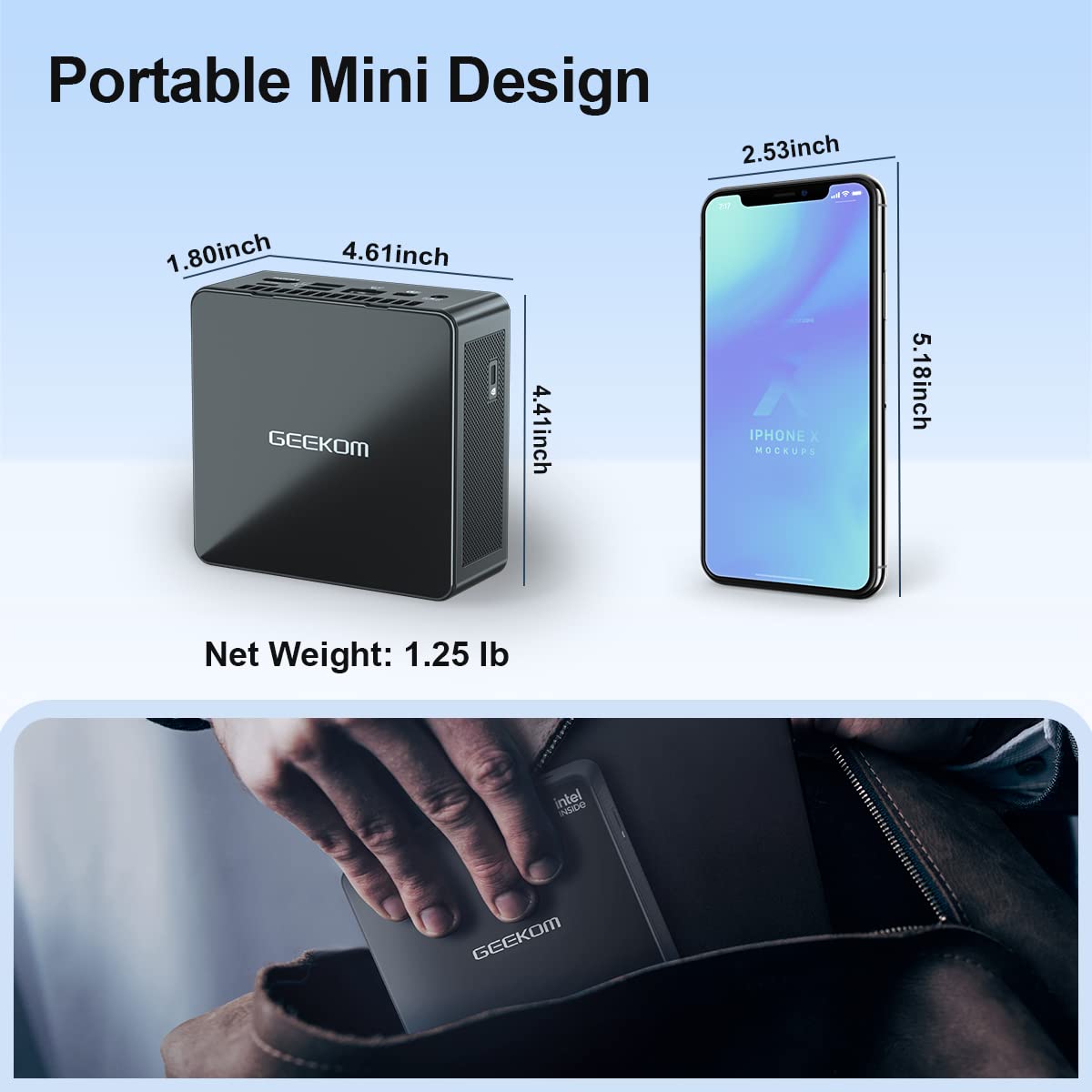 GEEKOM Mini PC, Mini IT8 Intel i5-8259U Mini Desktop Computer 16GB RAM 512GB PCIe SSD, Windows 11 Pro Mini Computer/Dual-Channel DDR4/HDMI2.0 4K UHD/Dual WiFi/BT/Gigabit Ethernet/VESA for Home/Office