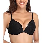 Deyllo Women’s Push Up Lace Bra Comfort Padded Underwire Bra Lift Up Add One Cup