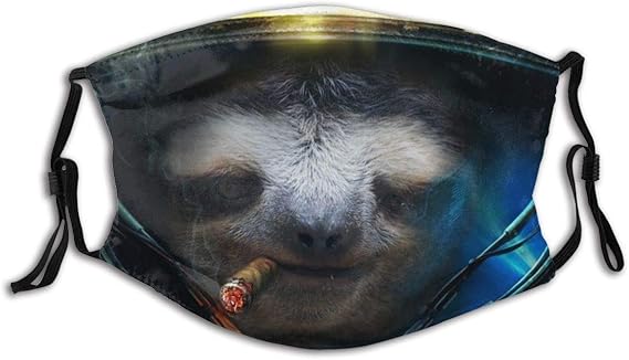 Pengtu Face Cover Funny Sloth In Space Suit Smoking A Cigar Balaclava Unisex Reusable Windproof Anti Dust Mouth Bandanas Outdoor Camping Motorcycle Running Neck Gaiter With 2 Filters At Amazon Women S Clothing Store