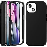Hensinple for iPhone 13 Case, iPhone 13 Case with Built-in Screen Protector, 360° Full Body Military Grade Drop Protection Silicone Bumper Cover Phone Case for iPhone 13 (Black)