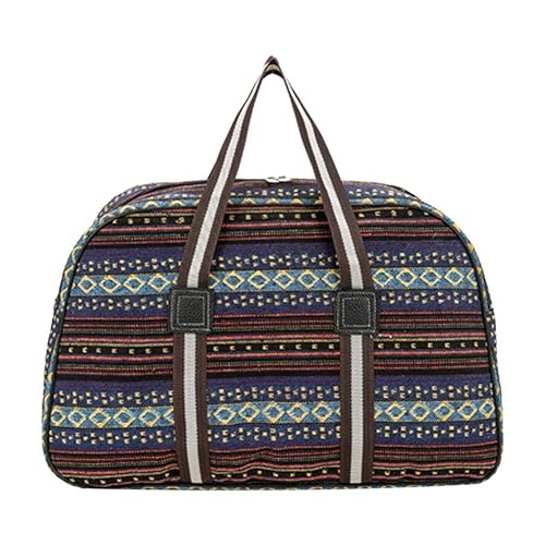 Ethnic Canvas Shoulder Handbags Women Travel Large Capacity Luggage Totes