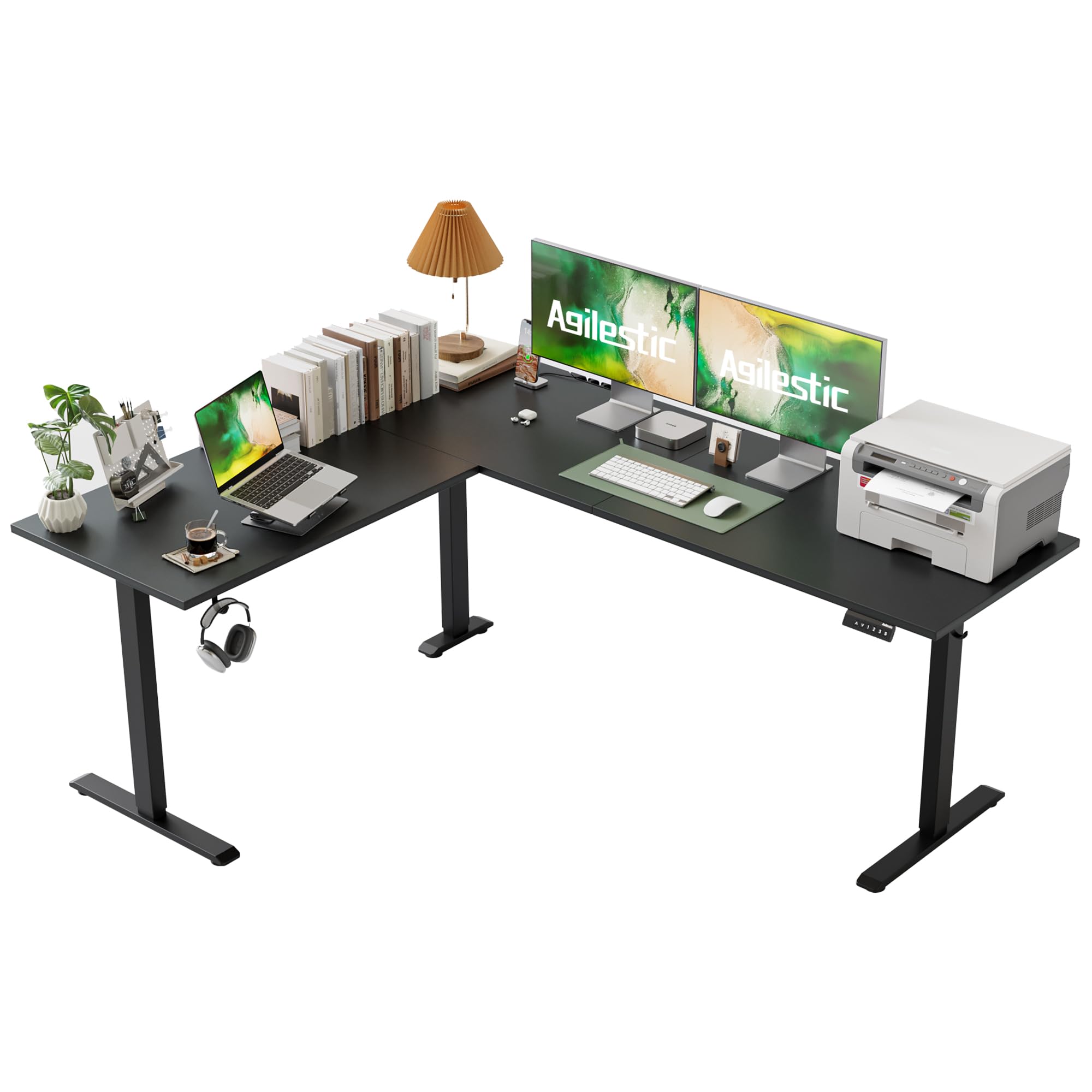 Photo 1 of Agilestic L-Shaped Standing Desk Adjustable Height, Electric Corner Standing Desk, Sit Stand Up Desk, 75x61 inch Sit Stand Computer Table, Black