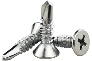 FAJOEDA 120PCS #10 x 3/4" Stainless Steel Self Drilling Screws,410 Stainless Steel Flat Head Screws Phillips Head Self-Tapping Screws High-Strength Fast Sheet Metal Screws (1/2" to 1-1/4" Available)