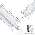 Shower Door Bottom Seal Strips 2PCS, 36 Inch Length PVC Clear Seal Strips with Drip Rail for 1/4"(6mm) Thick Frameless Glass Door, to Stop Water Leak