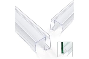 JINXI HOME Shower Door Bottom Seal Strips 2PCS, 36 Inch Length PVC Clear Seal Strips with Drip Rail for 3/8"(10mm) Thick Frameless Glass Door, to Stop Water Leak