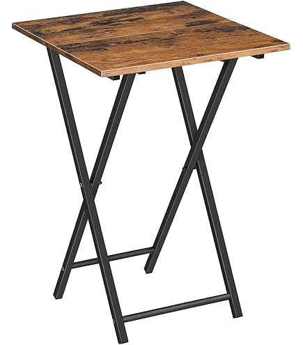 Folding TV Tray Couch Table 26 Inch Wide With 4 Height Adjustable Portable Small Folding Table Dinner Tray Laptop Table Living Room Small Space Eating Bed