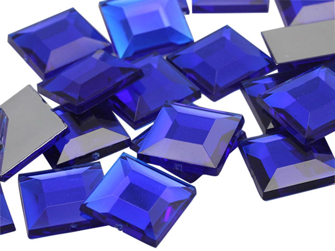 8mm Flat Back Square Acrylic Rhinestones Small Face Gems Body Jewels Card Making Embelishments - 75 Pieces (Blue Dark Sapphire .NAB01) โ image 1